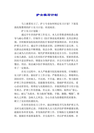 护士实习计划
