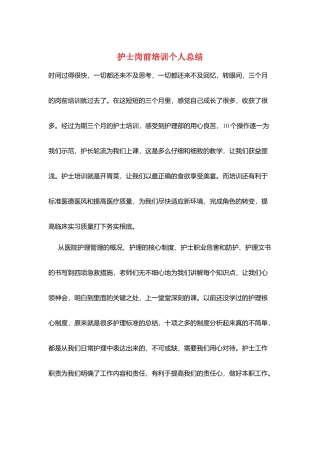 护士岗前培训个人总结