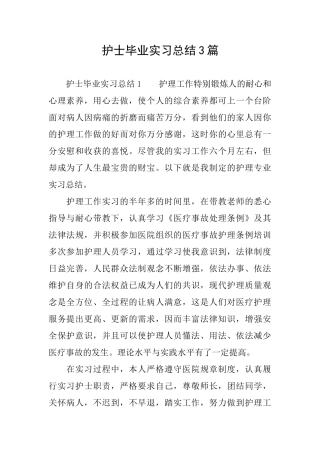 护士毕业实习总结3篇