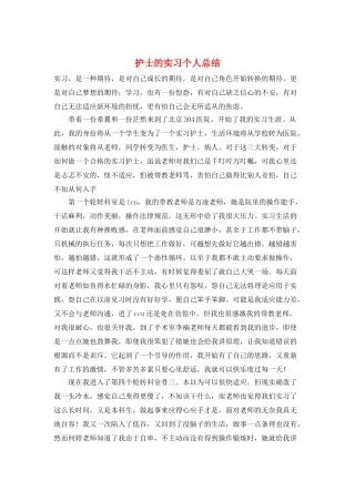 护士的实习个人总结