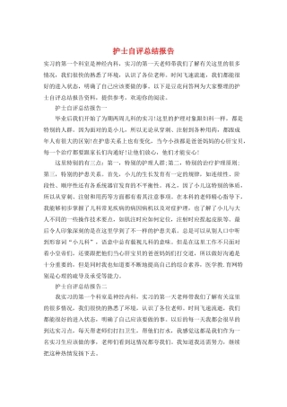 护士自评总结报告
