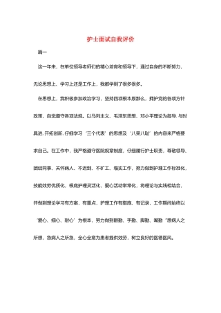 护士面试自我评价