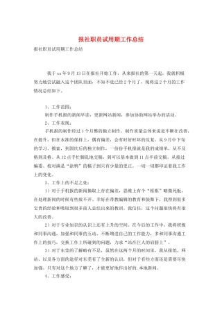 报社职员试用期工作总结