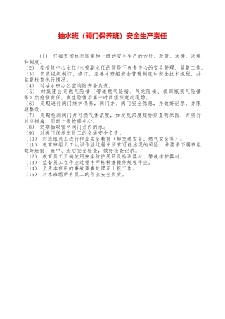 抽水班安全生产责任—