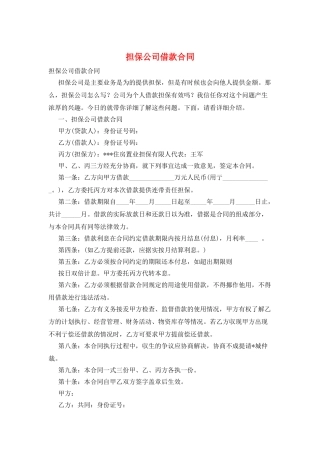 担保公司借款合同