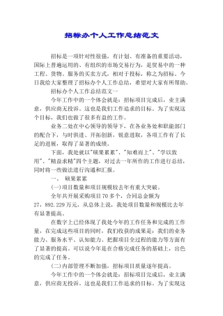 招标办个人工作总结范文