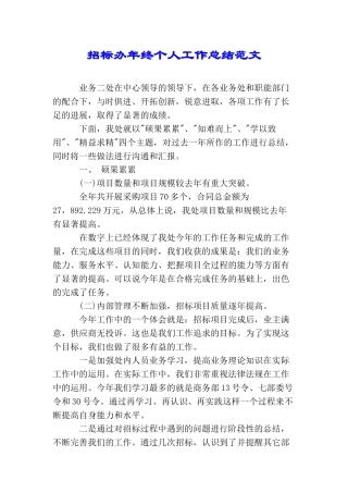 招标办年终个人工作总结范文