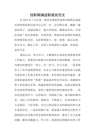 挂职期满述职报告范文