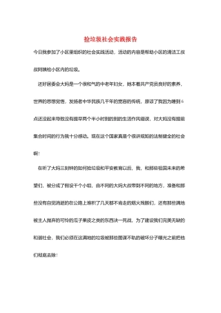 捡垃圾社会实践报告
