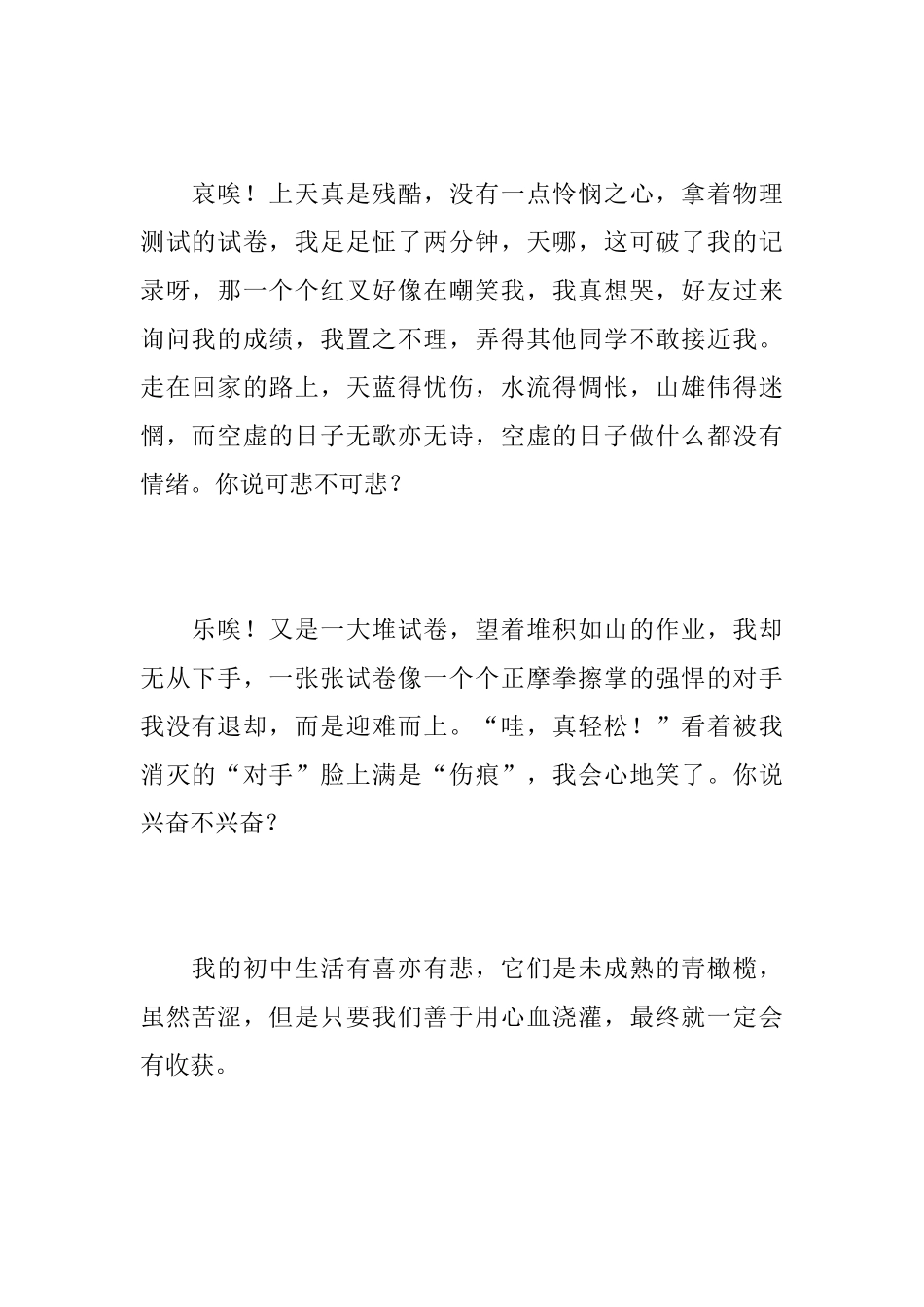 描写我的初中生活日记500字_第2页