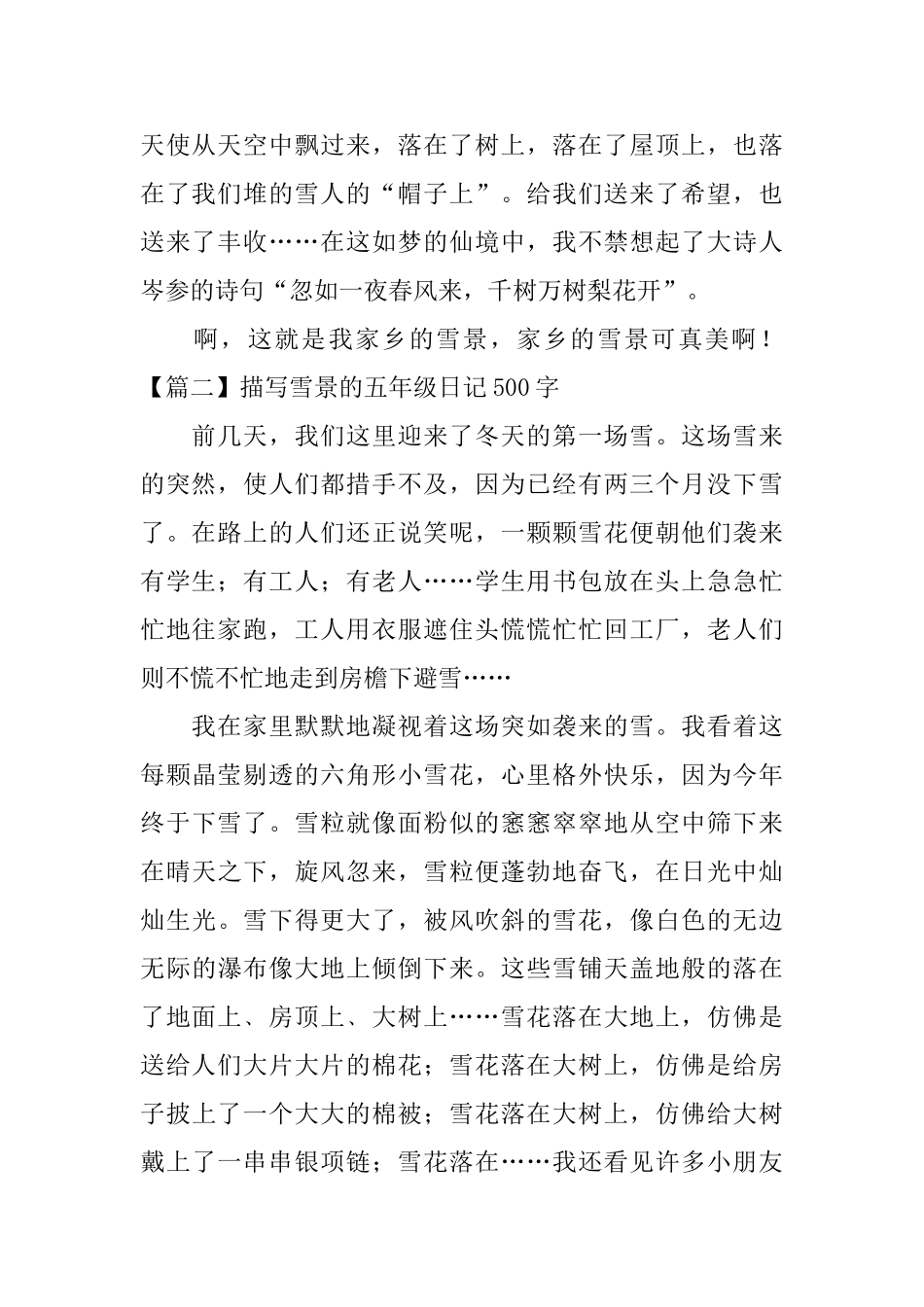 描写雪景的五年级日记500字5篇_第2页