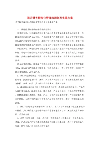 提升财务精细化管理的规划及实施方案