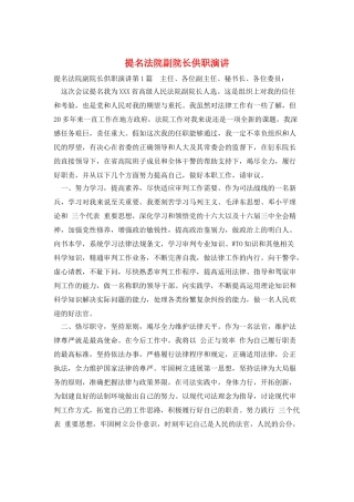 提名法院副院长供职演讲