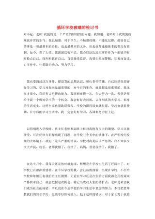 搞坏学校玻璃的检讨书