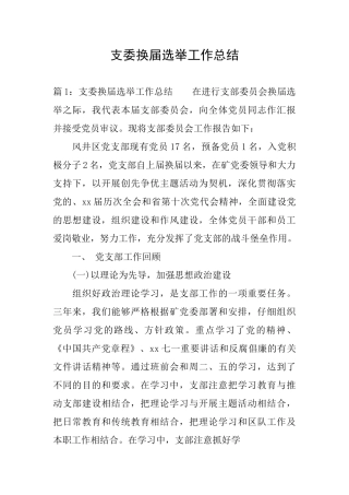 支委换届选举工作总结