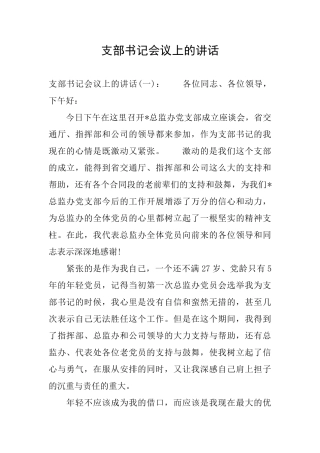 支部书记会议上的讲话