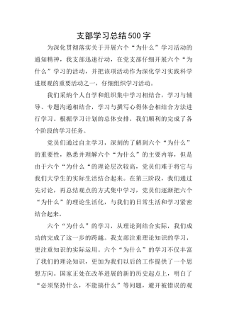 支部学习总结500字