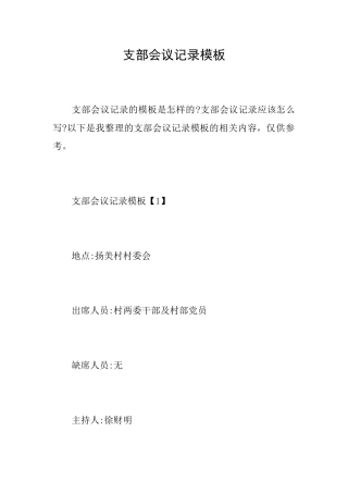 支部会议记录模板