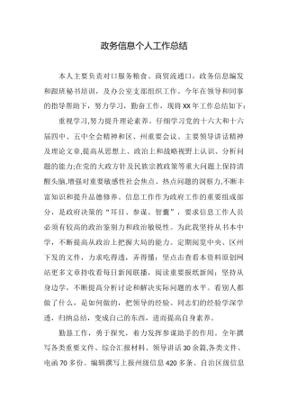 政务信息个人工作总结