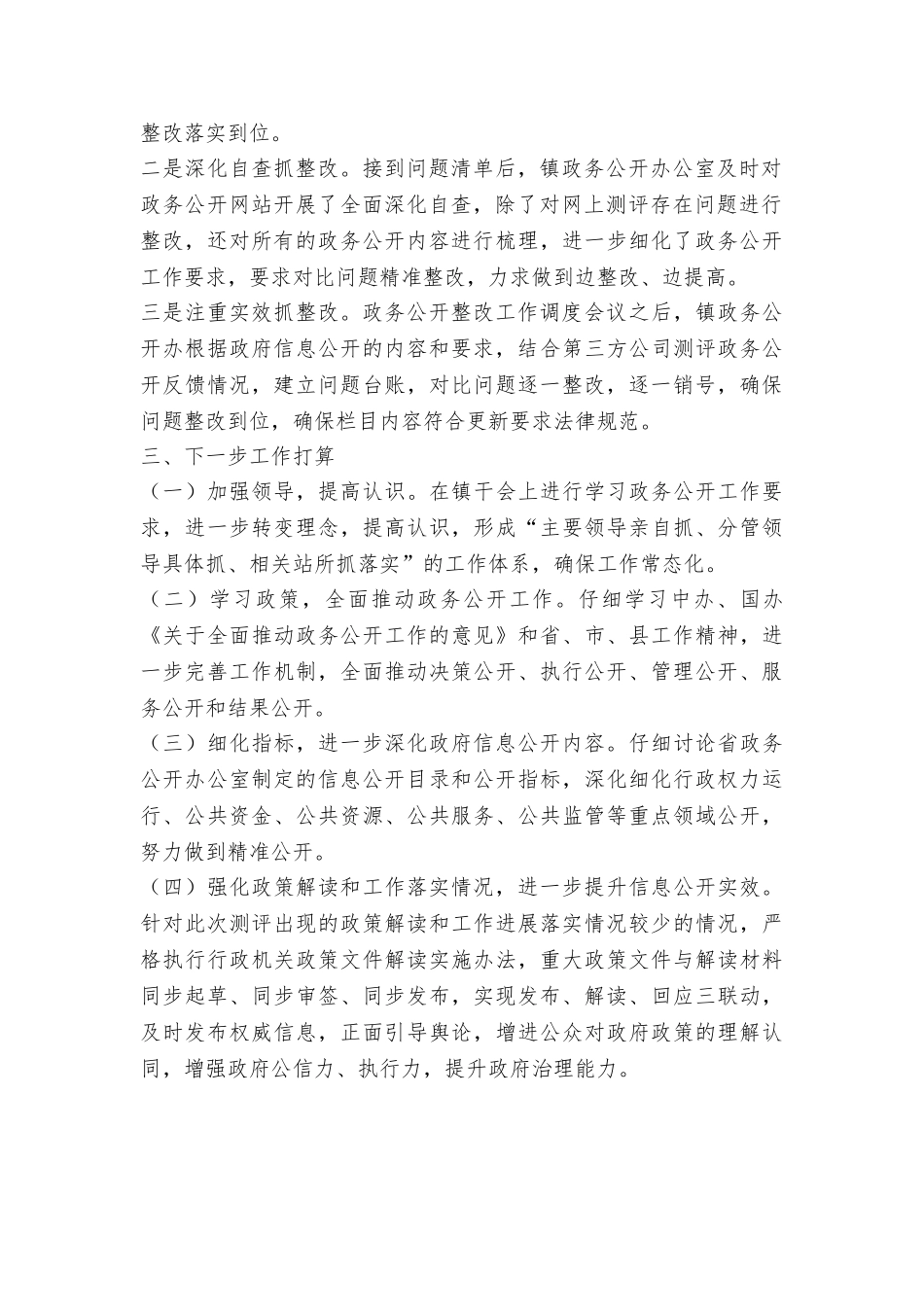 政务公开工作整改落实情况报告_第2页