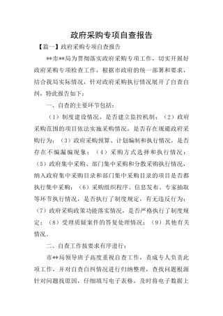 政府采购专项自查报告