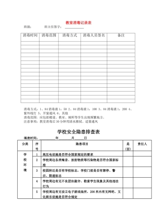 教室消毒记录表