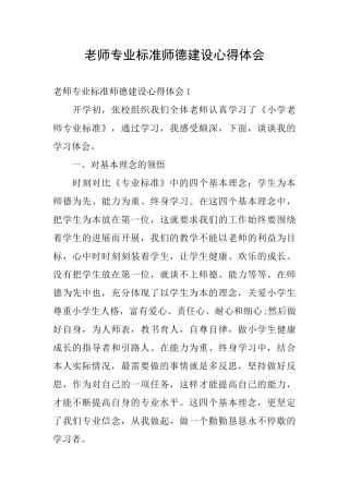 教师专业标准师德建设心得体会