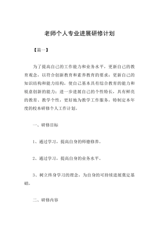 教师个人专业发展研修计划