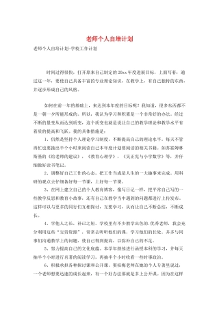 教师个人自培计划
