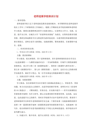 教师发展学校培训计划