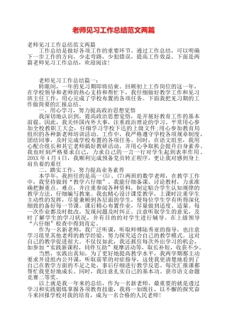 教师见习工作总结范文两篇——