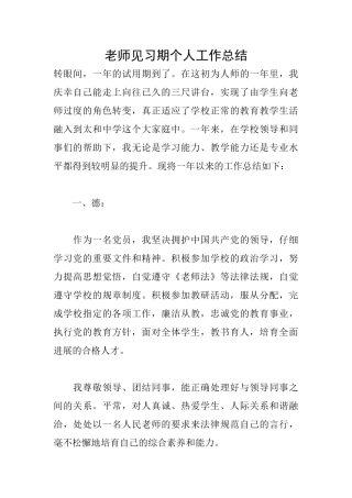 教师见习期个人工作总结