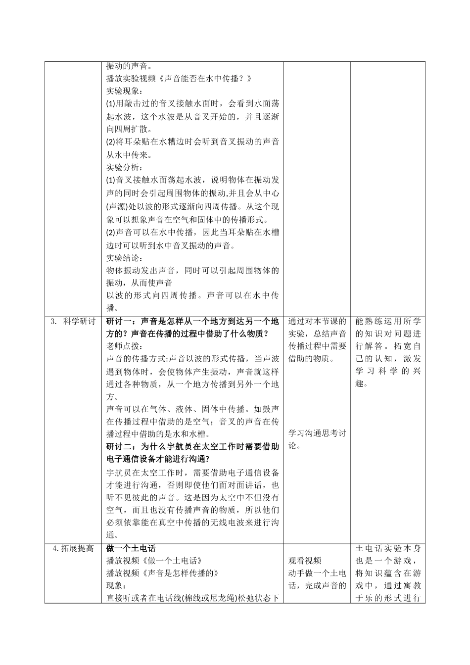 教科版小学科学四上1.3《声音是怎样传播的》教案(2)_第3页