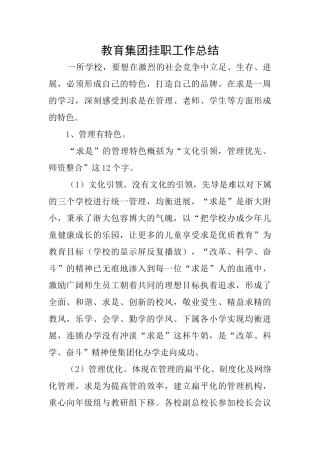 教育集团挂职工作总结