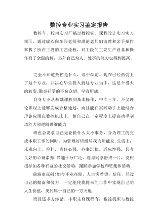 数控专业实习鉴定报告
