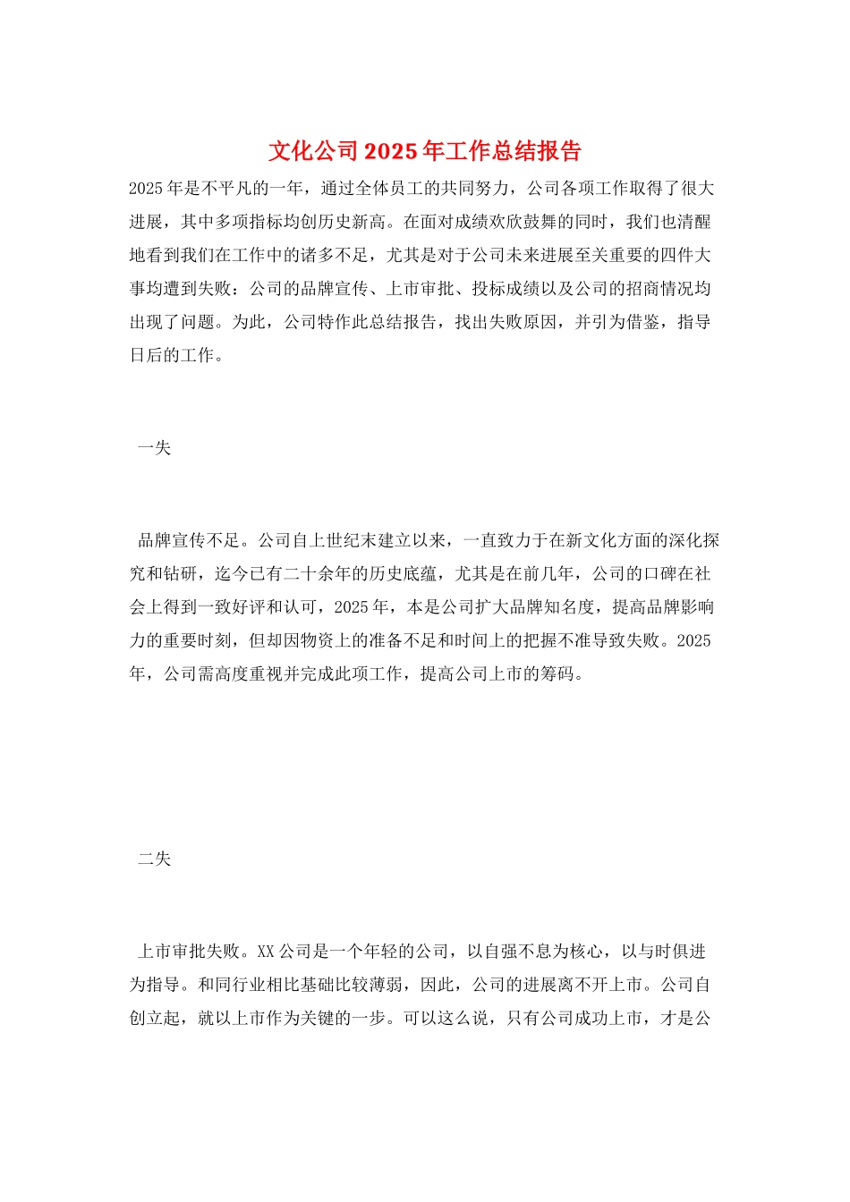 文化公司2025年工作总结报告_第1页