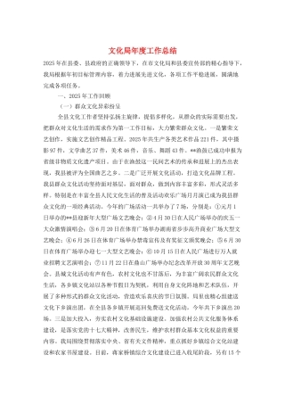 文化局年度工作总结