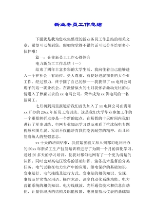 新业务员工作总结