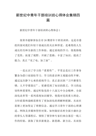 新世纪中青年干部培训班心得体会集锦四篇