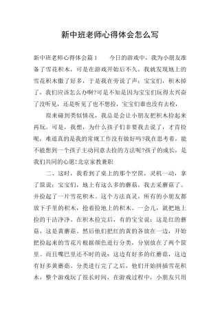 新中班教师心得体会怎么写