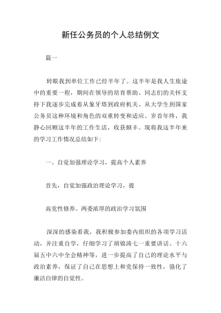 新任公务员的个人总结例文
