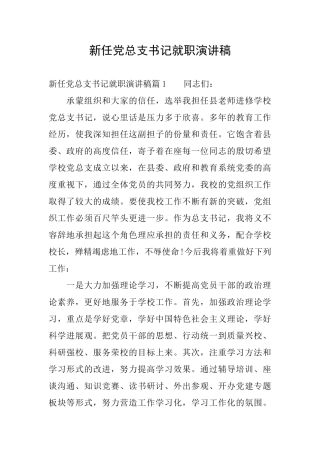 新任党总支书记就职演讲稿