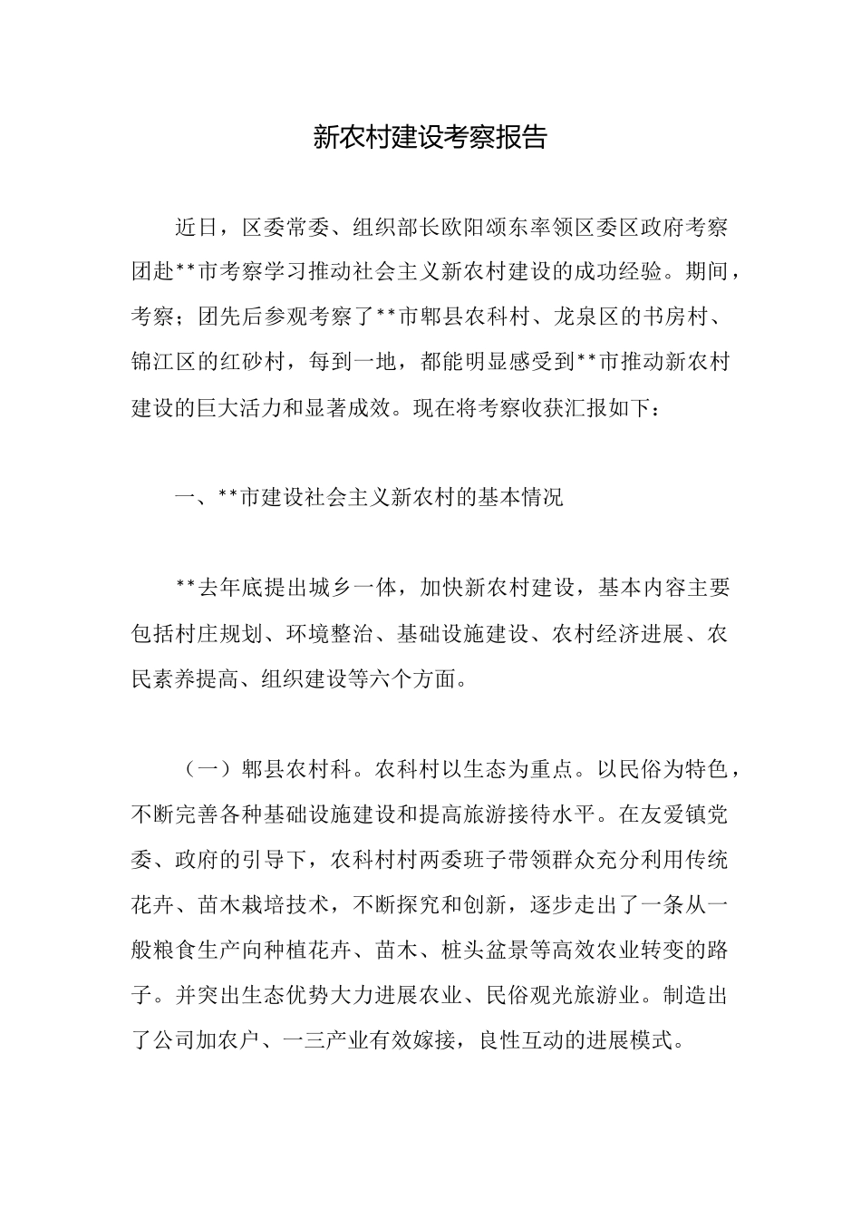 新农村建设考察报告_第1页