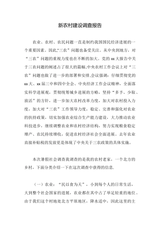 新农村建设调查报告