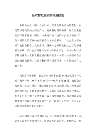 新农村社会实践调查报告