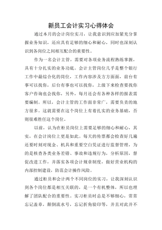 新员工会计实习心得体会