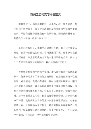 新员工公司实习报告范文