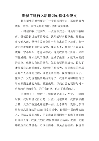 新员工建行入职培训心得体会范文