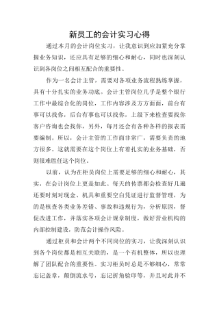 新员工的会计实习心得
