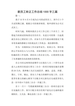 新员工转正工作总结1000字三篇